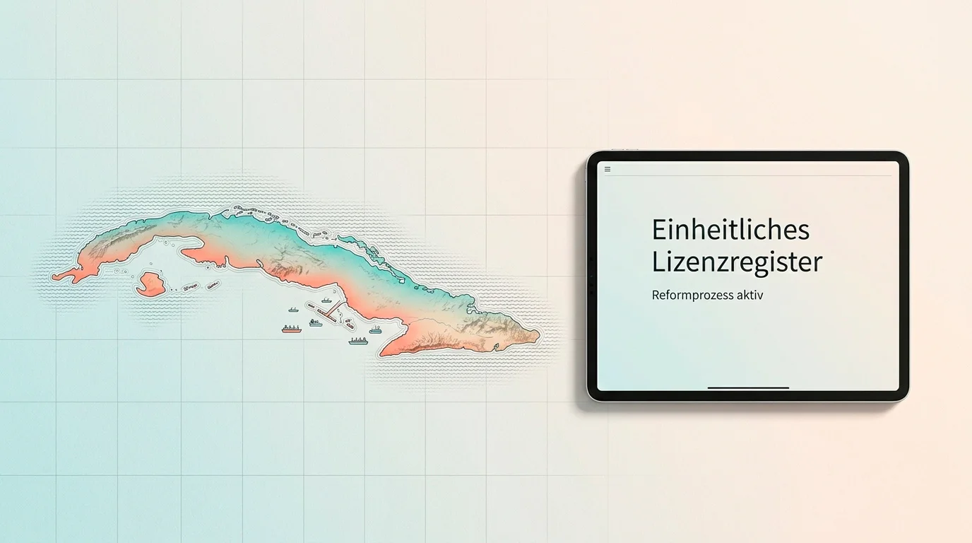 Stilisierte karibische Inselsilhouette mit Hafen als Symbol für die Curaçao Gaming Authority und die LOK-Reform 2024